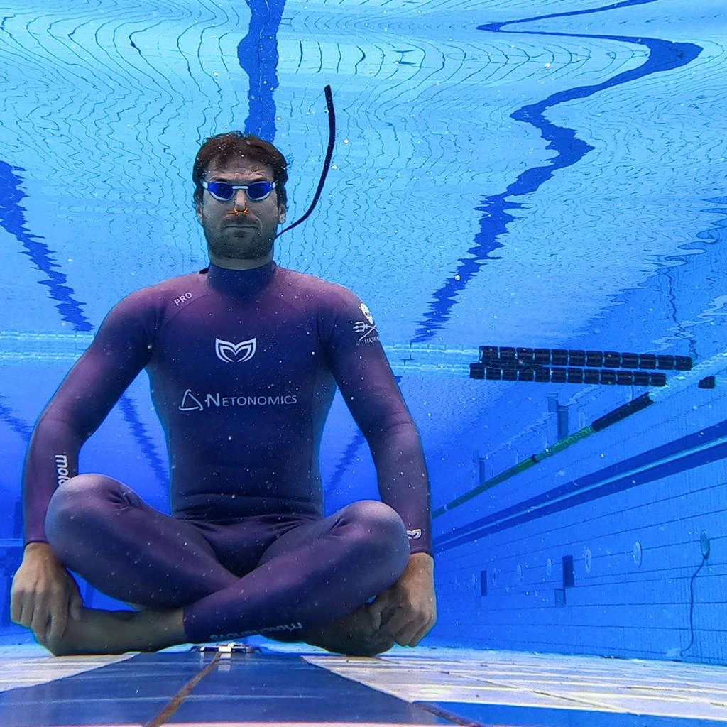 Vitomir Maričić competes in pool freediving and static apnea disciplines